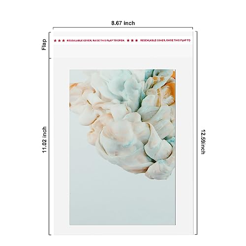 Egofine Self Sealing Cellophane Bags 100 PCS Clear Resealable Sleeves Bags for 8.5x11 Photo Mats (Bag Size:8.67x11.02 inches for 8.5x11 Mats) - Image 2
