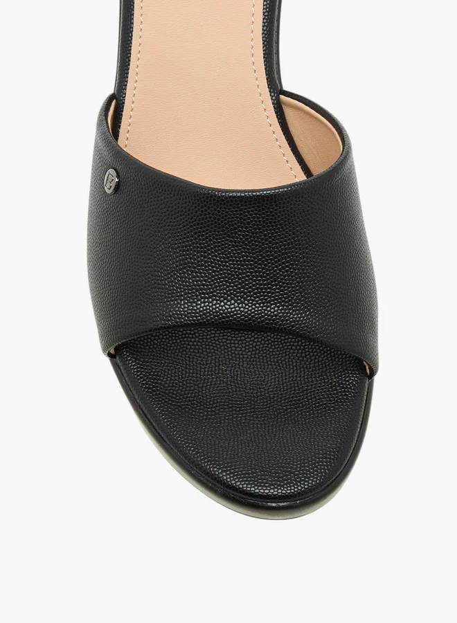 Flora Bella By Shoexpress Textured Slip-On Sandals with Block Heel