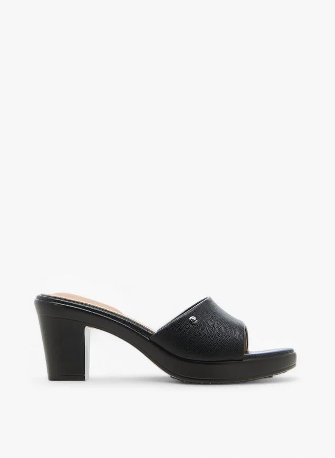 Flora Bella By Shoexpress Flora Bella Textured Slip-On Sandals With Block Heel