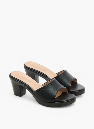 Flora Bella By Shoexpress Flora Bella Textured Slip-On Sandals With Block Heel