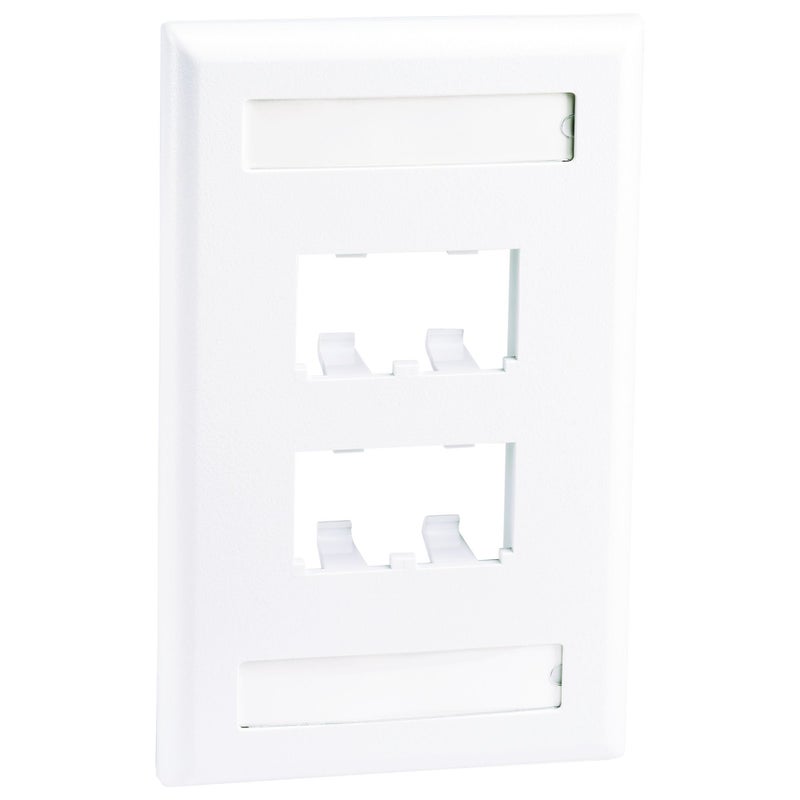 Panduit CFPL4WHY 4-Port Mini-Com Single-Gang Faceplate with Labels, Classic Series, White - Image 2