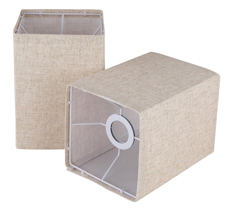 Ruiever Drum Lampshades Set of 2, Natural Linen Lampshades 13" Top x 13" Bottom x 10" High, Easy Assembly Replacement Fabric Lampshades for Table Lamps Floor Lamps, Beige Color Lampshade - Image 1