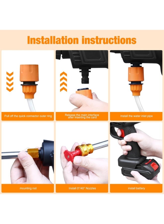 48V Cordless Pressure Washer, 30Bar Pressure Water Spray Gun, 48V Lithium Battery Lasts for Long Time with Fully Charged, Portable High Pressure Car Washer for Car/Fence/Wall/Deck Cleaning (48V) - Image 2