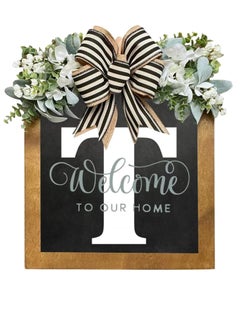 Y&D Welcome Sign Creative Bowknot Letter Wreath In Front Of The Door Outdoor Decoration Props For The Courtyard 35x40CM  - Image 1