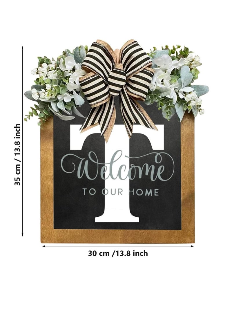 Y&D Welcome Sign Creative Bowknot Letter Wreath In Front Of The Door Outdoor Decoration Props For The Courtyard 35x40CM  - Image 2