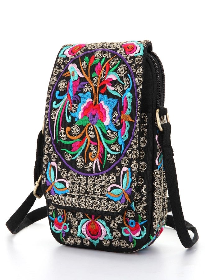 Goodhan Vintage Crossbody Bag Flower Embroidered Cellphone Purse Small Handbag Coin Purse, Bigger Version - Image 2