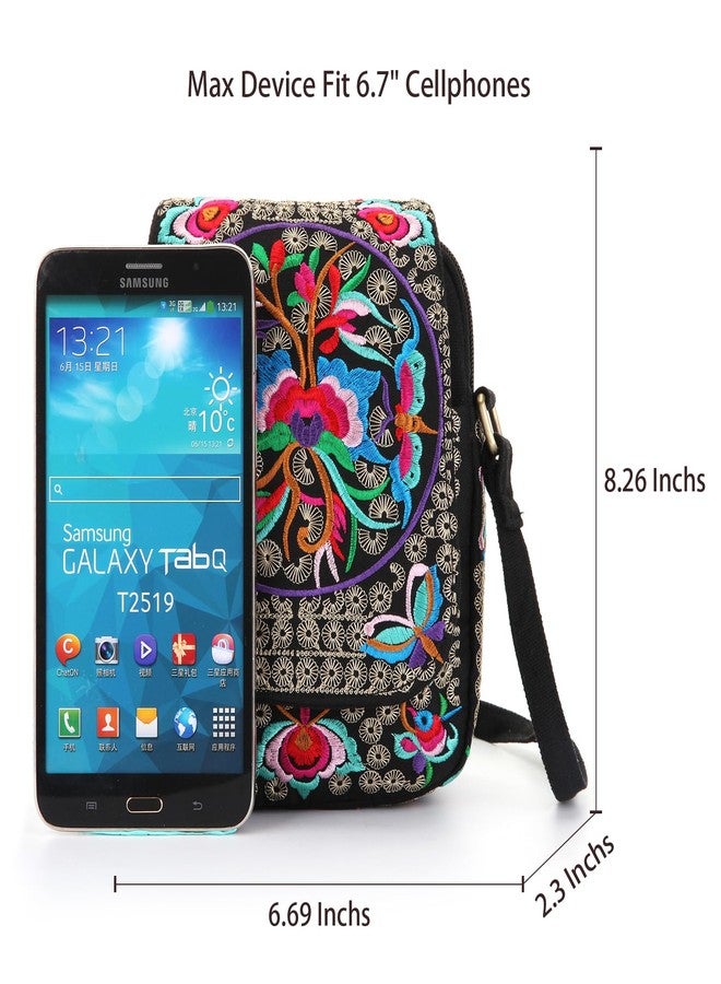 Goodhan Vintage Crossbody Bag Flower Embroidered Cellphone Purse Small Handbag Coin Purse, Bigger Version - Image 5
