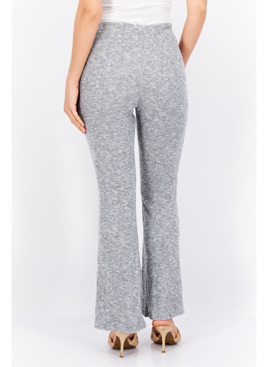 Sage The Label - Women Wide Leg Textured Pull On Pants, Grey - Image 1