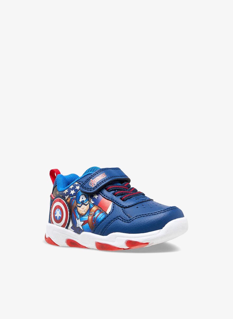 MARVEL Boys Avengers Print Hook & Loop Light-Up Sneakers - Image 1