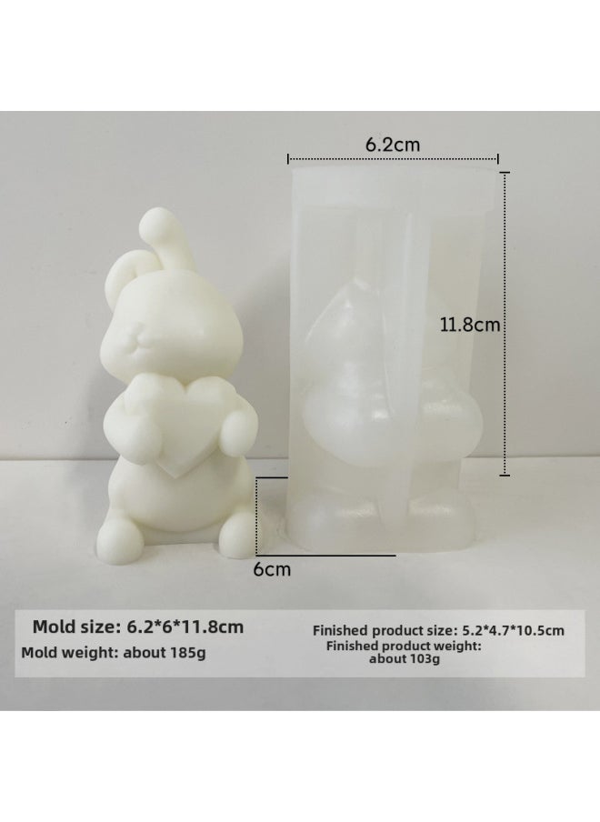 Generic Bear Aromatherapy Candle Mold Diy Valentine's Day Handmade Soap Expansion Stone Gift Chocolate Silicone Baking Tool-Specifications:Heart-holding Rabbit J-0347  - Image 1