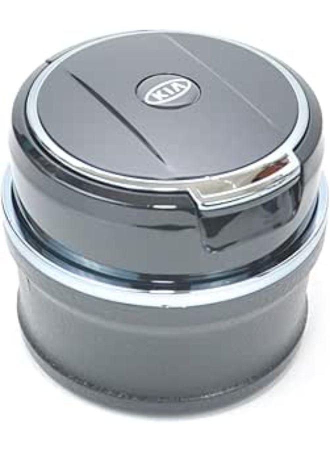 Generic - Adjustable Smokeless Car Ashtray with Lid Smell Proof with LED Light with All-ceramic Interior - Cup holder size - Detachable and Portable, Kia - Black and Silver - Image 1
