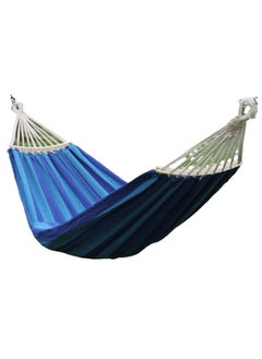 General Outdoor Indoor Garden Terrace Backyard Hammock Portable Sports Home Travel Picnic Swing Canvas Striped Hanging Bed with Bag (Dark Blue)  - Image 1