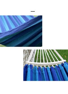 General Outdoor Indoor Garden Terrace Backyard Hammock Portable Sports Home Travel Picnic Swing Canvas Striped Hanging Bed with Bag (Dark Blue)  - Image 3