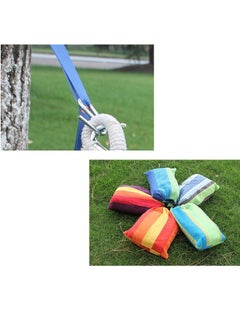 General Outdoor Indoor Garden Terrace Backyard Hammock Portable Sports Home Travel Picnic Swing Canvas Striped Hanging Bed with Bag (Dark Blue)  - Image 4