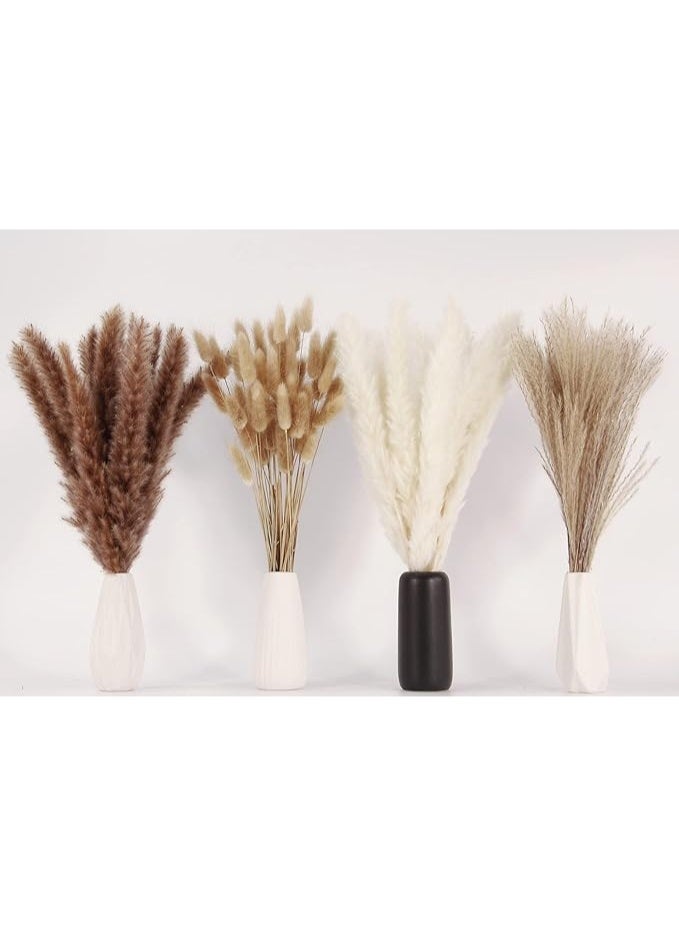 Grass Decor, 100 PCS Grass Contains Bunny Tails Dried Flowers, Reed Grass Bouquet for Wedding Boho Flowers Home Table Decor, Rustic Farmhouse Party White and Brown - Image 5