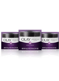 Olay Night Cream With By Olay, Age Defying Classic Moisturizer With Vitamin E, Pack Of 3  - Image 1