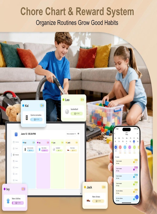 dxmart تقويم رقمي بحجم 10.1 بوصة ورسم بياني للمهام، شاشة تفاعلية ذكية تعمل باللمس لجدول العائلة، قابلة للتعليق على الحائط أو المكتب، وظيفة إطار صور رقمي، رائعة لتنظيم تقويمك لعام 2025 - Image 4