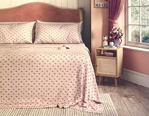 Cath Kidston London Home Luxury Collection 4 Piece 200tc Rose Flora Sheet Set 100% Cotton Percale Crisp & Cool, Lightweight Bedding (Lace Hearts, Queen (U.S. Standard)) - Image 3