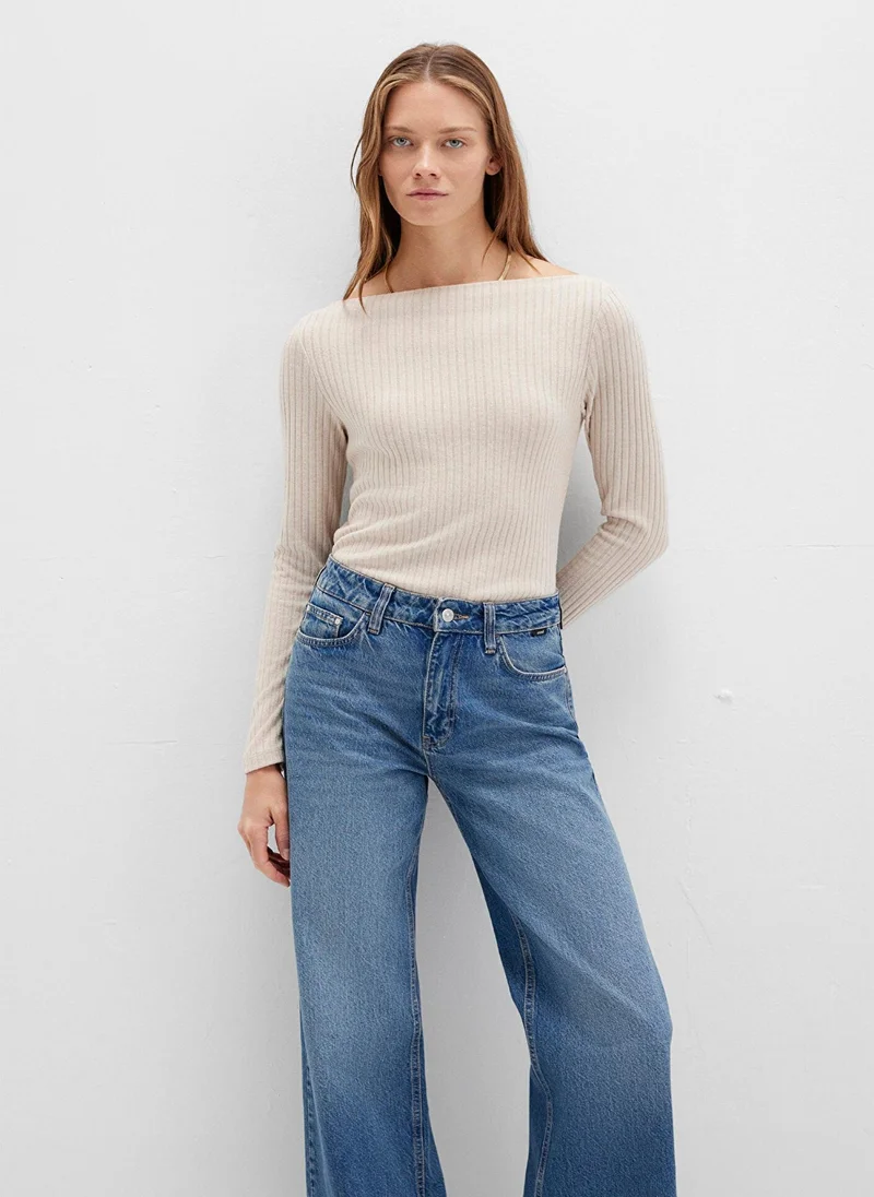 مافي Beige Long Sleeve T-Shirt