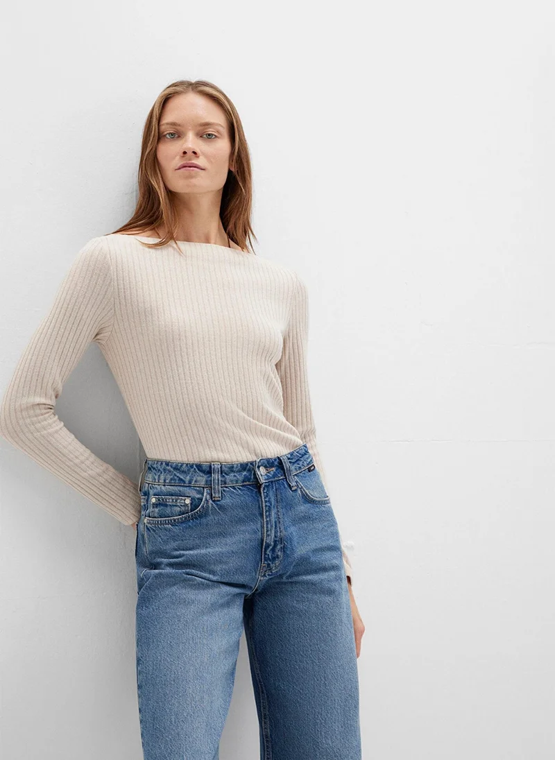 مافي Beige Long Sleeve T-Shirt