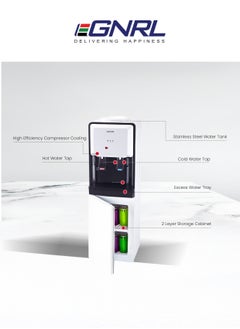 EGNRL 2-TAPS Water Dispenser Free Standing Cabinet Model with Hot and Cool Compressor Cooling EGWD1700 White With 1 Year Brand Warranty  - Image 5