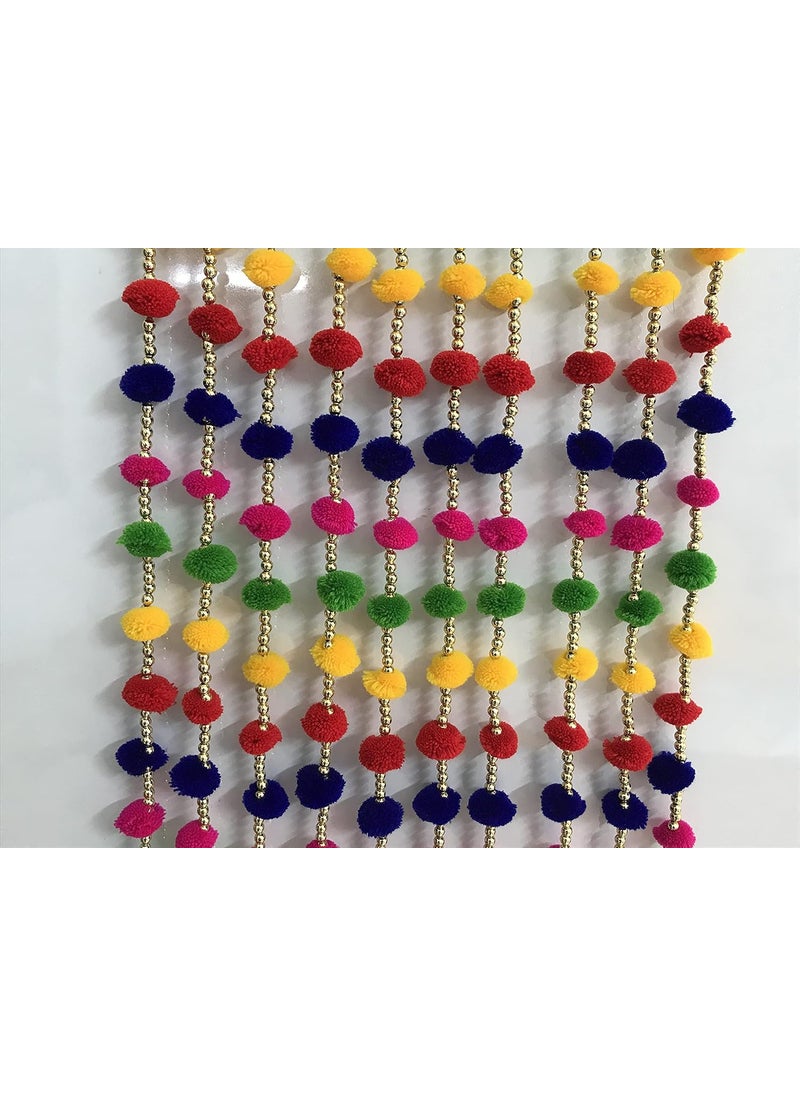 Magpie Document Bag Magpie Collections Handmade Multi Color Strings Pom Pom for DoorWall Hanging Bandhanwar Garland for Decoration Diwali FestivalNavratriWedding 5FT5 Strings  - Image 5
