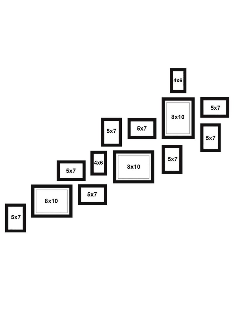 Art Street Art Street Calm stair Set of 13 Black Wall Photo Frame, Picture Frame for Home Decor (Size - 4x6, 5x7, 8x10)  - Image 3