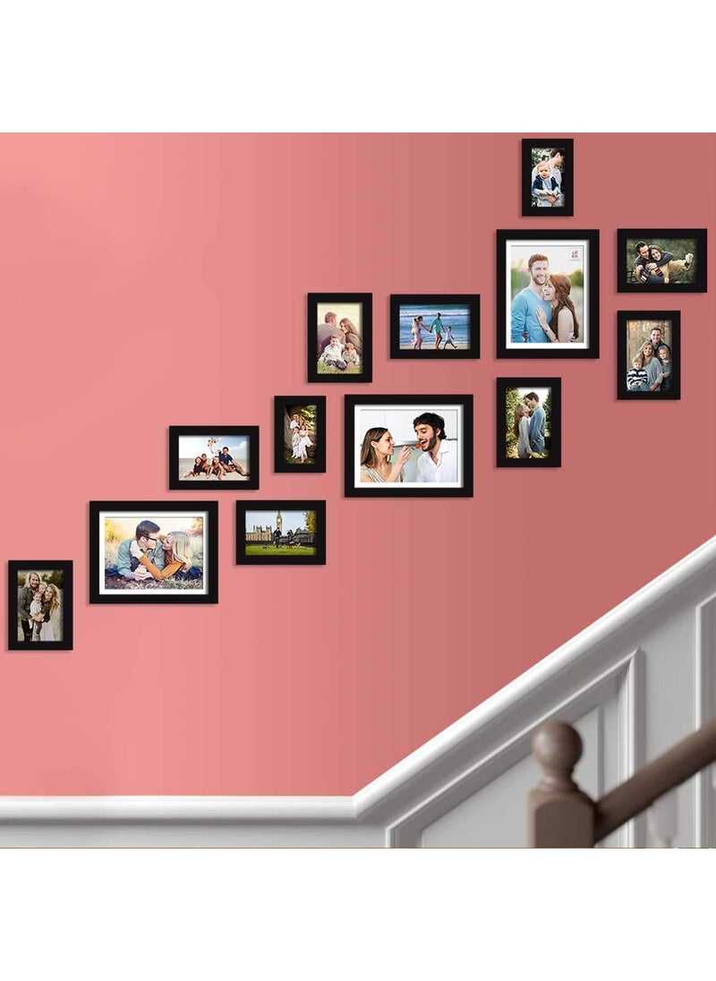 Art Street Art Street Calm stair Set of 13 Black Wall Photo Frame, Picture Frame for Home Decor (Size - 4x6, 5x7, 8x10)  - Image 1