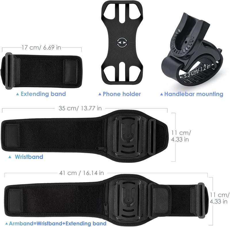 Cikyner Running Armband, 3 in 1 Running Phone Holder Sports Armband Bicycle Phone Holder 360° Rotatable & Detachable Running Phone Armband for 4.5-7'' iPhone Huawei for Gym Running Hiking (G5) - Image 5