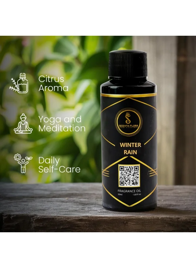 سينتا فلورا SCENTA FLORA Winter Rain Fragrance Oil for Scent Diffusers Aromatherapy 50ml | IFRA Certified | Cozy & Inviting Scent | Perfect for Home, Office & Relaxation Spaces | Long-Lasting Winter Freshness