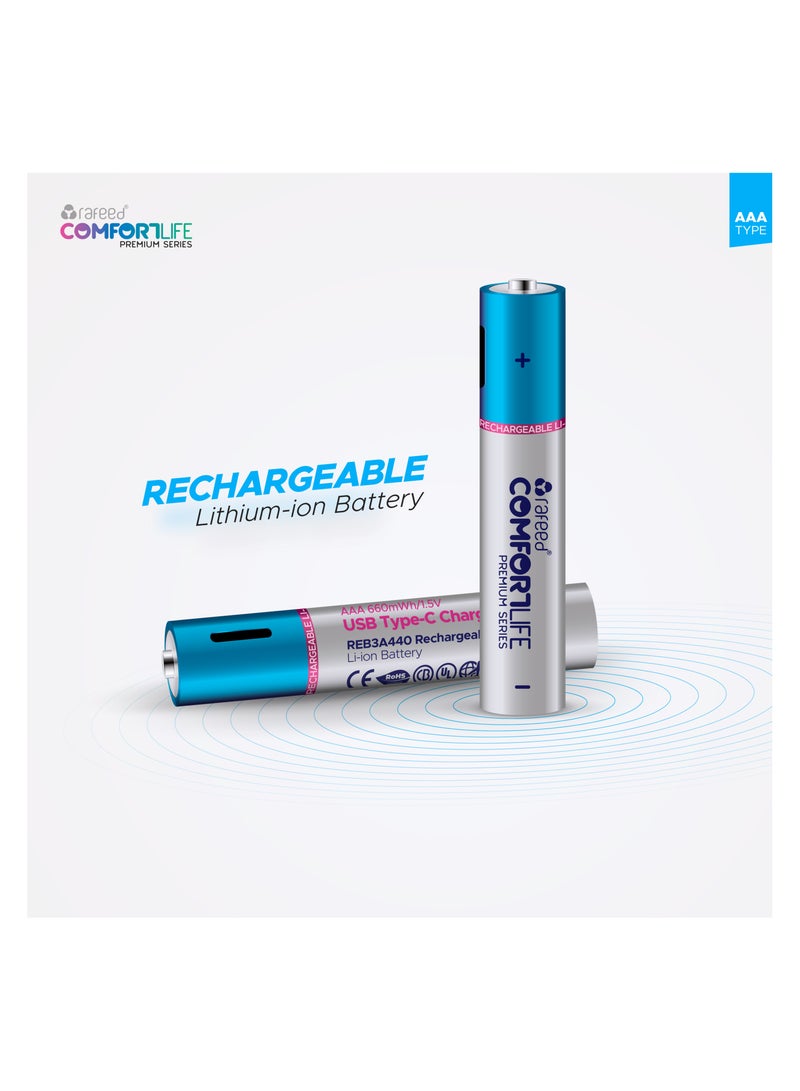 رافيد بطارية رفيد قابلة للشحن مقاس AAA عدد ٤ قطعة 440mAh  - Image 1