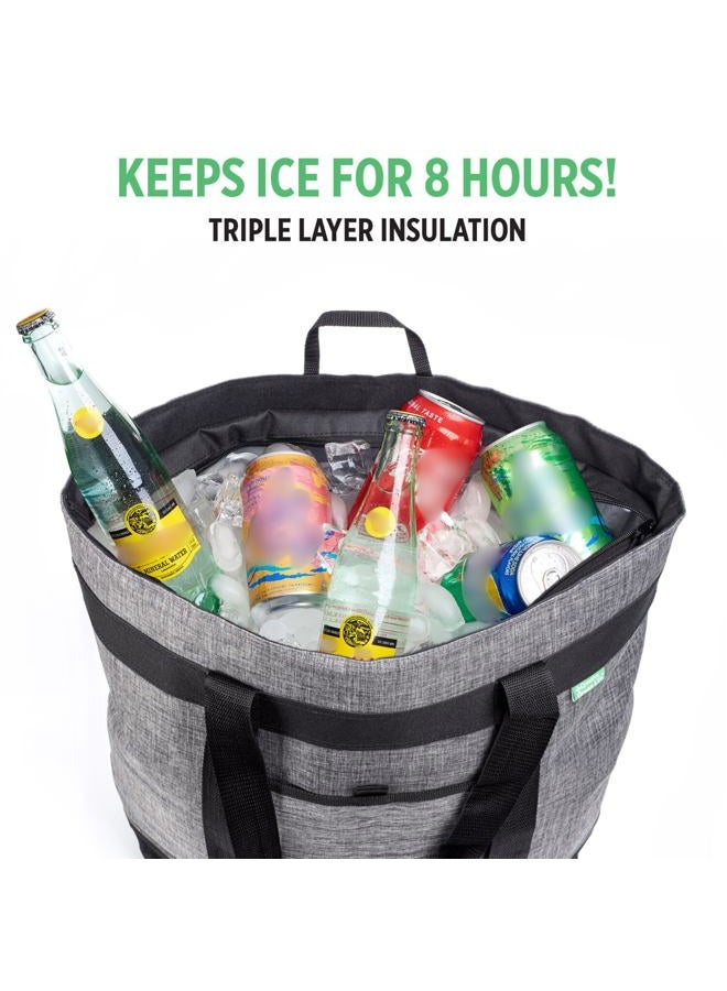 Creative Green Life Jumbo Insulated Cooler Bag (Charcoal) with HD Thermal Foam Insulation. Soft Cooler for Groceries, Food Delivery, Travel, Beach or Picnic - Image 3