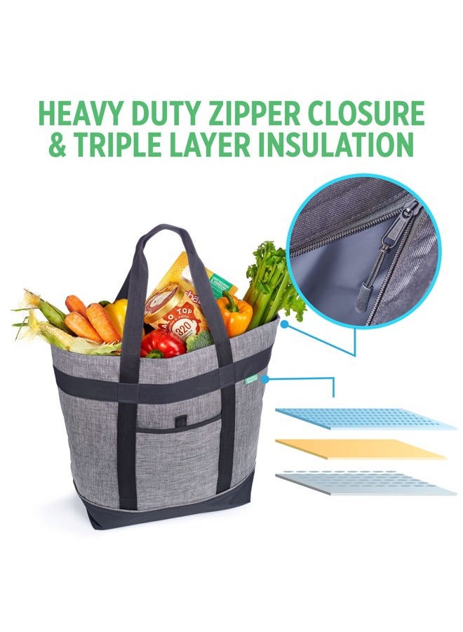 Creative Green Life Jumbo Insulated Cooler Bag (Charcoal) with HD Thermal Foam Insulation. Soft Cooler for Groceries, Food Delivery, Travel, Beach or Picnic - Image 4