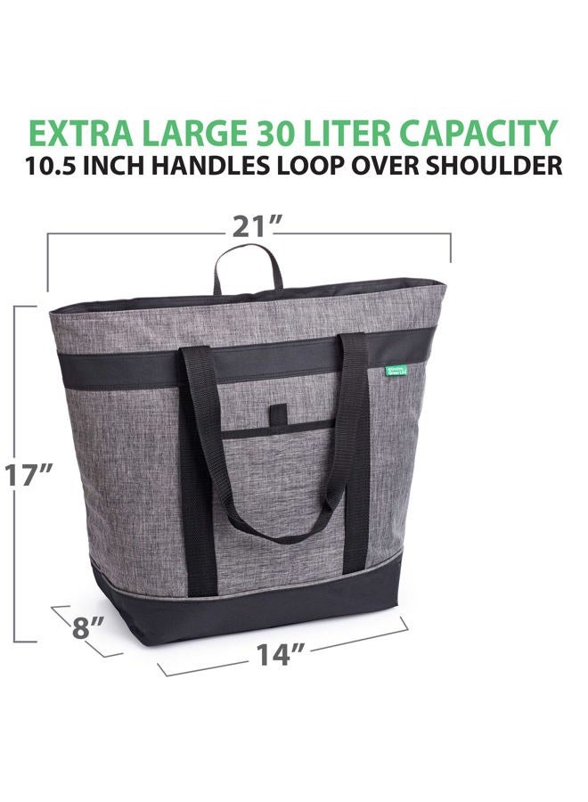 Creative Green Life Jumbo Insulated Cooler Bag (Charcoal) with HD Thermal Foam Insulation. Soft Cooler for Groceries, Food Delivery, Travel, Beach or Picnic - Image 2