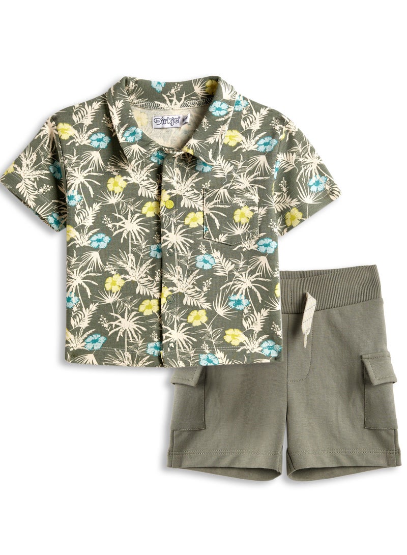 Dirkje BOYS 2 Piece Set - AOP Shirt & Cargo Shorts with Elasticated Waist. - Image 1