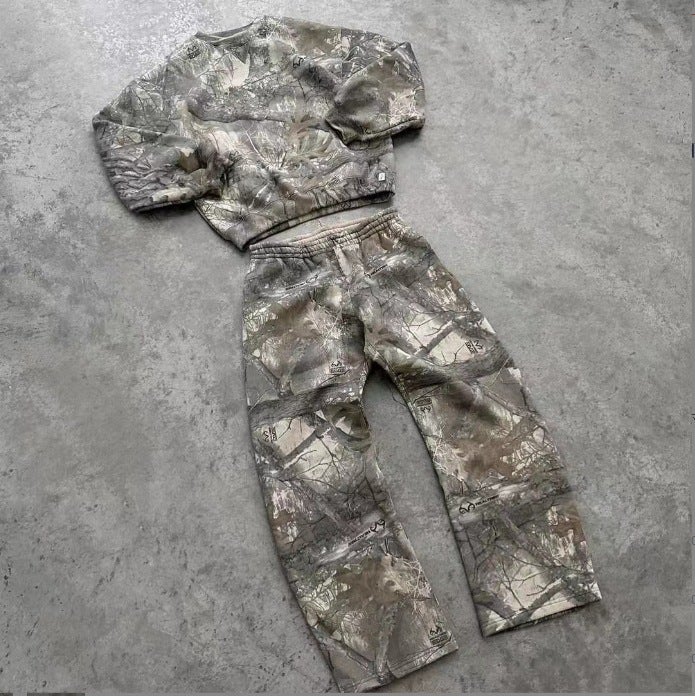 Cross-border 7.12 American retro sweater men shi loose niche zipper hooded sweater outside wear ruffian handsome jacket Crewneck suit (fleece jacket and pants)