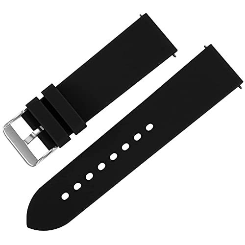 SANWA 22mm Black Waterproof Silicone Rubber Watch Wristwatch Strap Band for Fossil Watch Replacement - Image 4