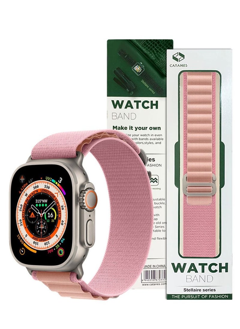 CATANES - Apple Watch Band 49mm 45mm 44mm 42mm Alpine Loop Band Women Men Adjustable with Metal G-Hook Strap for iWatch Ultra Series SE 8/7/6/5/4/3/2/1 Pink - Image 1