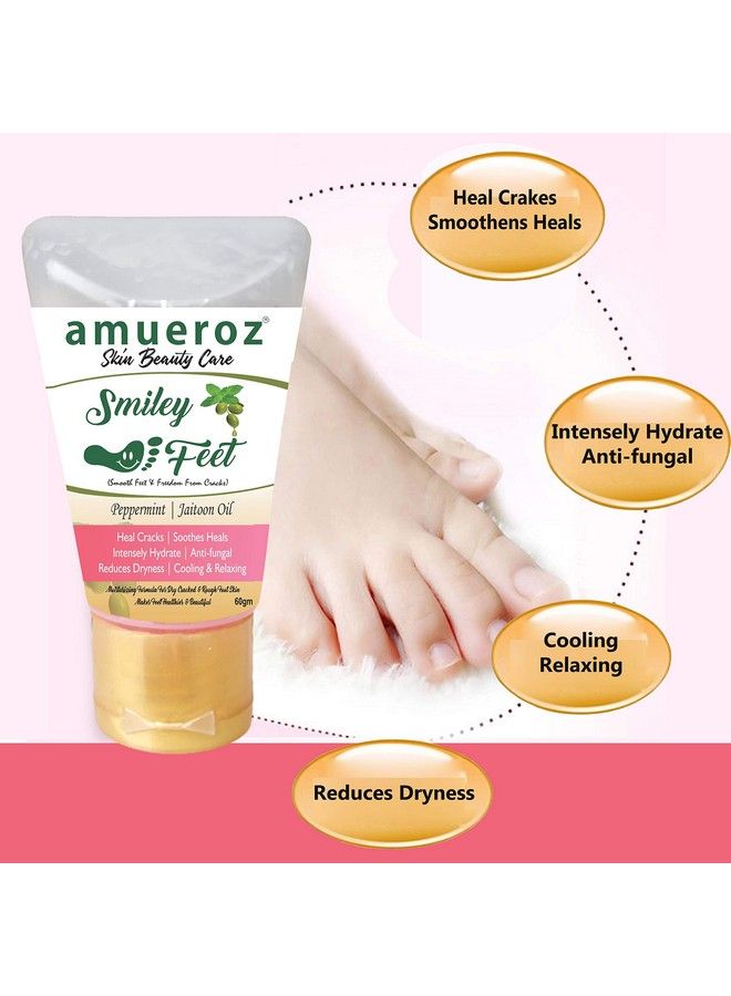 Amueroz Smiley Feet Crack Cream For Dry Cracked Skin Moisturizing Nourishing Exfoliating Crack Foot Heel Repair Care Cream ; Unisex Foot Cream ; Peppermint Jaitoon 60 Gm - Image 5