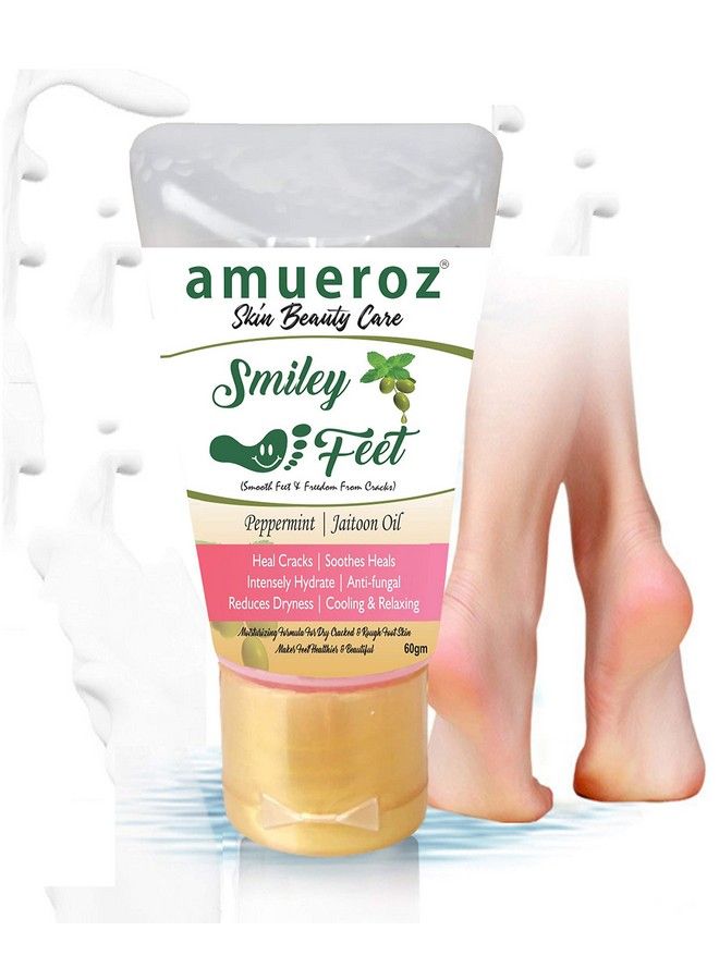 Amueroz Smiley Feet Crack Cream For Dry Cracked Skin Moisturizing Nourishing Exfoliating Crack Foot Heel Repair Care Cream ; Unisex Foot Cream ; Peppermint Jaitoon 60 Gm - Image 2