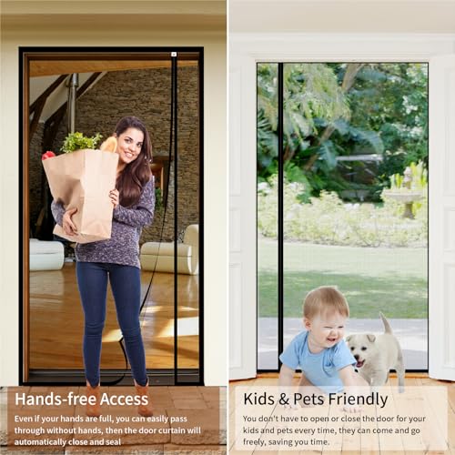 CHIYUNS Reversible Left Right Side Opening Screen Door Mesh Magnetic Closure Heavy Duty, Self Closing Fiberglass Bug Net with Magnet for Sliding Doors & Doorway, Pet Friendly, 32 x 80 inch - Image 5