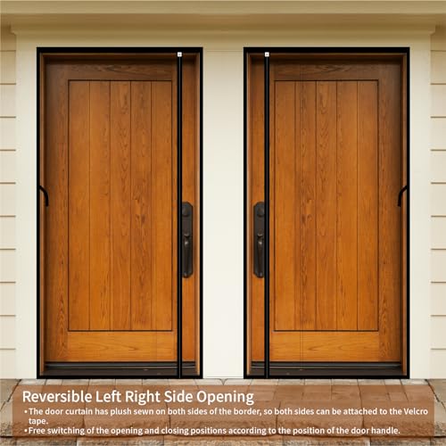 CHIYUNS Reversible Left Right Side Opening Screen Door Mesh Magnetic Closure Heavy Duty, Self Closing Fiberglass Bug Net with Magnet for Sliding Doors & Doorway, Pet Friendly, 32 x 80 inch - Image 3