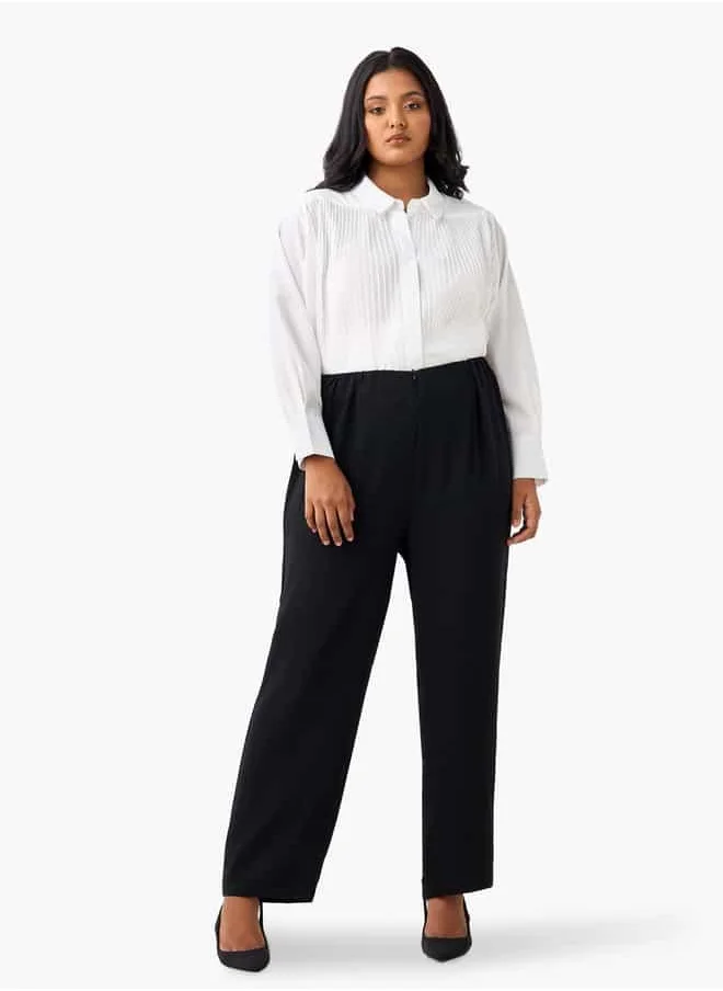 Ulla Popken Plus Size Ulla Popken Trousers with Zip Closure