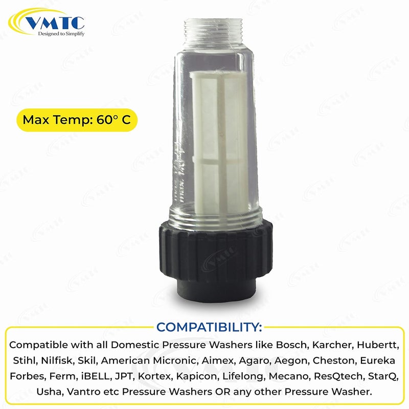 VMTC VMTC Premium Design Particulate Water Filter for HighPressure Car Washers Compatible with Karchre K1K7 Bosch AQTAquatak Black Decker Hbertt and More - Image 2