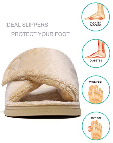 SOLLBEAM Women's Plantar Fasciitis Fuzzy House Orthopedic Adjustable Slippers With Arch Support Orthotic Heel Cup Sandals For Ladies - Image 2
