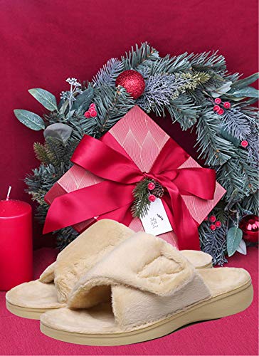 SOLLBEAM Women's Plantar Fasciitis Fuzzy House Orthopedic Adjustable Slippers With Arch Support Orthotic Heel Cup Sandals For Ladies - Image 3