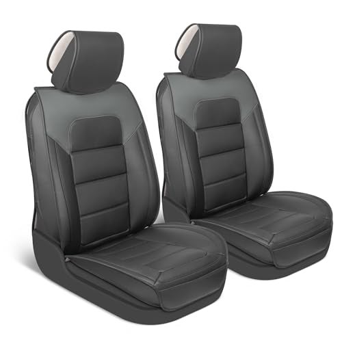 Motorbox Classic Faux Leather Front Seat Covers 2Piece Set for Cars Trucks SUVs SemiUniversal Fit Napa Style Cushion with Interior Protector Stylish Durable Easy to Install