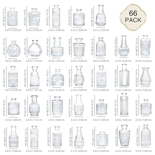 Unbreakable Glass Bud Vase Set of 66 Pcs, Vintage Clear Small Glass Vases for Flowers, Bud Vases in Bulk, Mini Vase for Centerpieces, Wedding, Home Decor and Events - Image 2