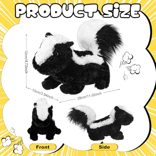 Civaner Farting Skunk Plush Stuffed Animal Realistic Black and White Skunk Adorable and Funny Farting Animal Plush Toy Gifts for Christmas New Year Birthday Holiday for Home Office Decoration 11 - Image 5