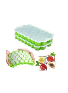 Ice Ice Cube Trays with Lids,2-Pack 74 Ice Cubes Silica Gel Flexible and BPA Free with Removable Lid Ice Cube Trays for Chilled Drinks, Whiskey & Cocktails  - Image 1